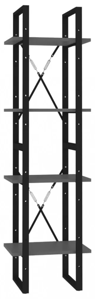 4-szintes szürke szerelt fa könyvszekrény 40 x 30 x 140 cm