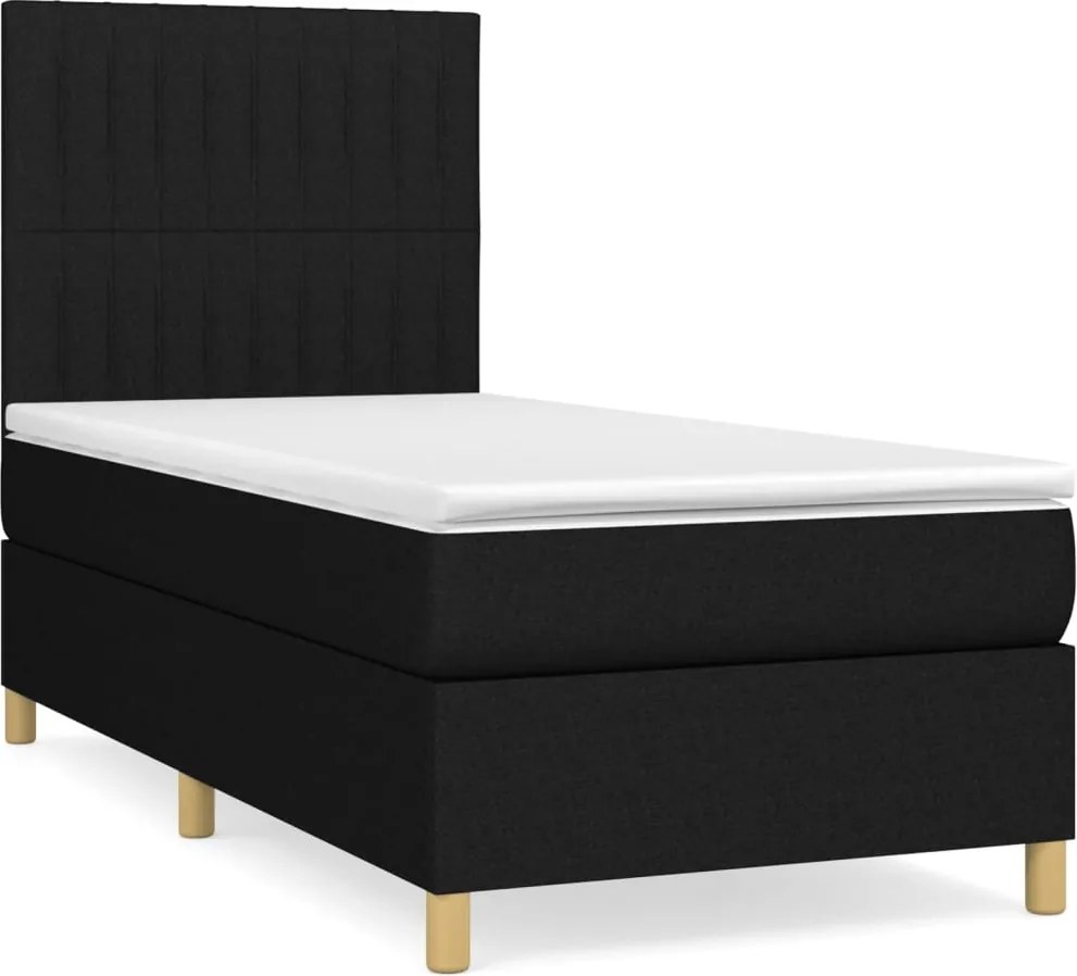 vidaXL fekete szövet rugós ágy matraccal 100 x 200 cm