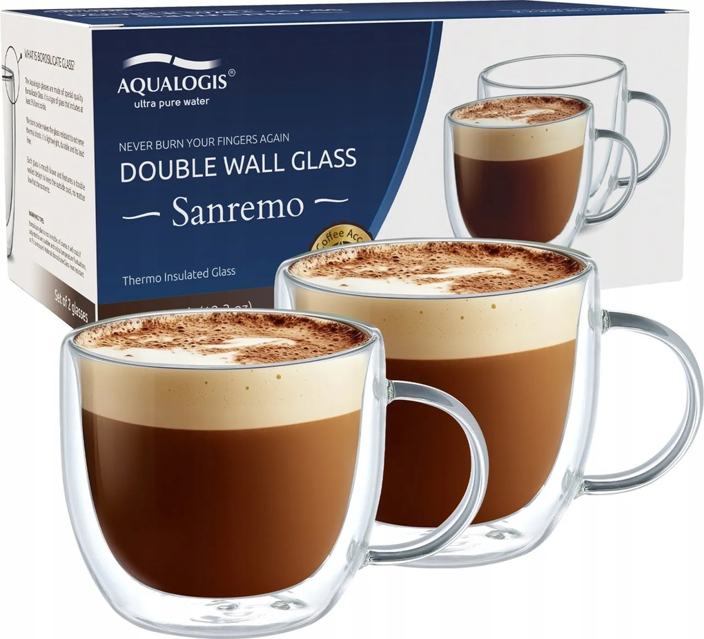Duplafalú poharak Cappuccinohoz, Latte 350ml Thermo csészék
