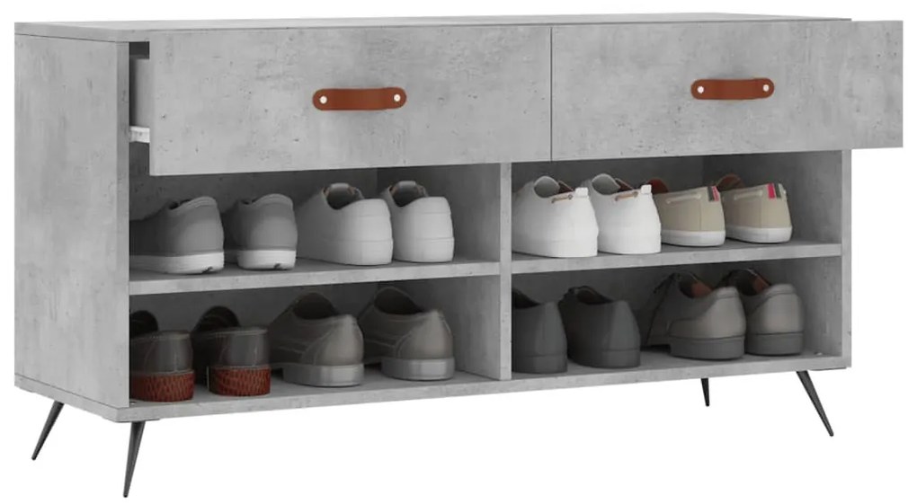 betonszürke szerelt fa cipőpolc 102 x 35 x 55 cm