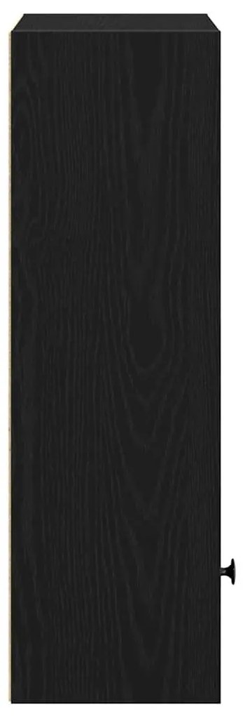 Könyvespolc fekete tölgy 31x24x77 cm Gépesített fa