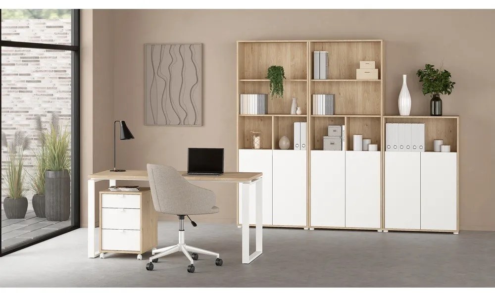 Natúr színű könyvespolc tölgyfa dekorral 80x124 cm Sign – Tvilum