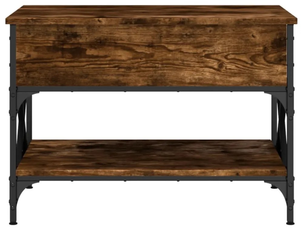 vidaXL füstös tölgy szerelt fa és fém dohányzóasztal 70 x 50 x 50 cm