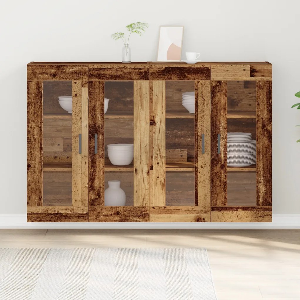 Fali Szekrények 2 db Régi Fa 69,5x34x90 cm Készített Fa