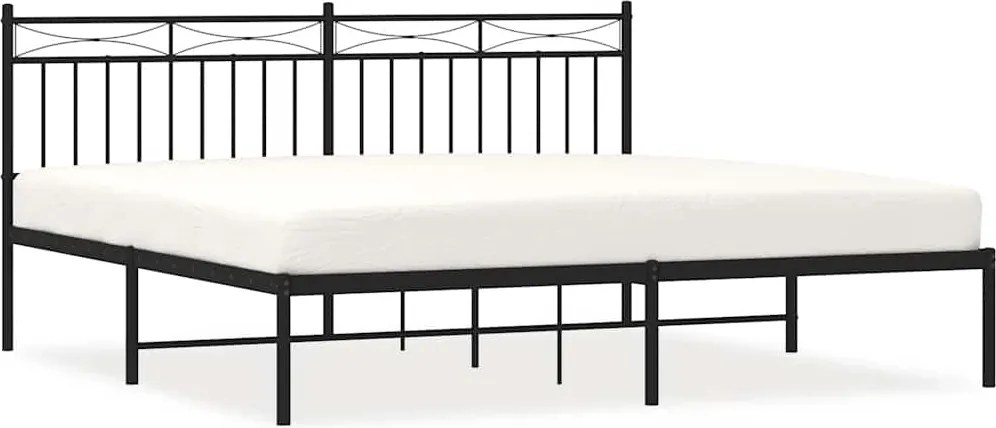 vidaXL fekete fém ágykeret fejtámlával 183 x 213 cm