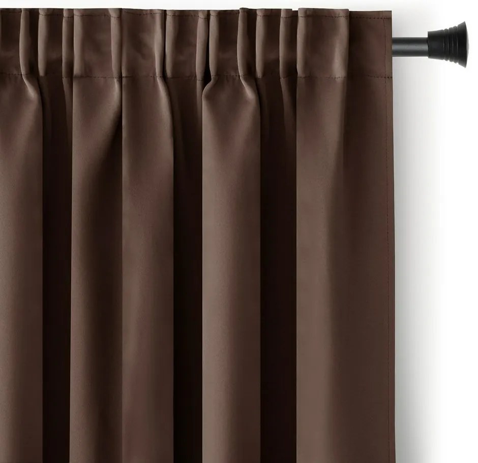 Restilo Blackout Oxford Pleat függöny, sötétbarna, 140 x 245 cm