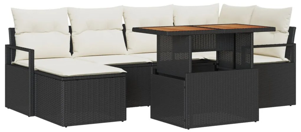 Kert étkező szett párnával 7 pcs Fekete és Krém