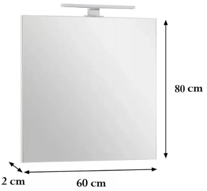 Viva AURA FIONA fürdőszoba tükör - LED 4,5 w-os 30cm-es világítással - ÁLLÓ - 60 x 80 cm