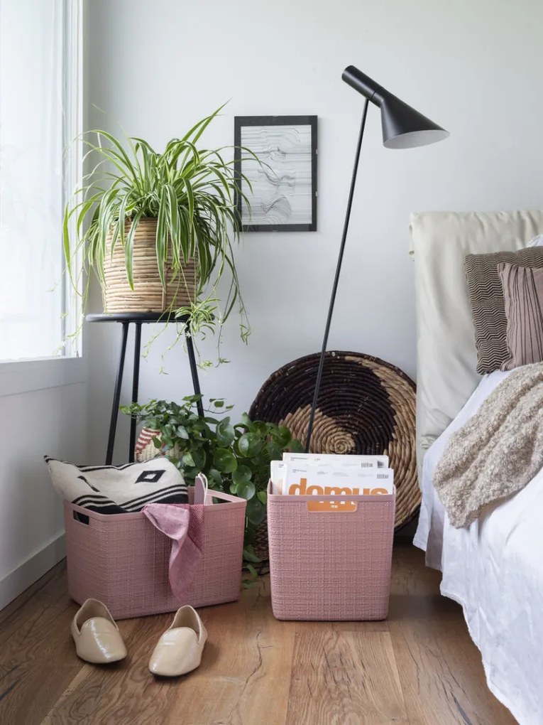 Curver Jute Cube doboz 17L rózsaszín