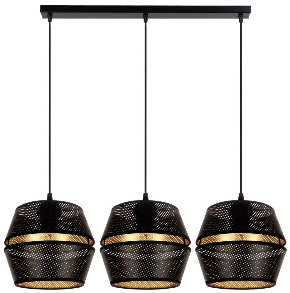 Csillár zsinóron PARIS 3xE27/60W/230V fekete/arany