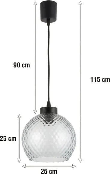 BRILAGI - LED csillár kábelen R GLASS 1xE27/60W/230V átm. 25 cm fekete/füstszürke