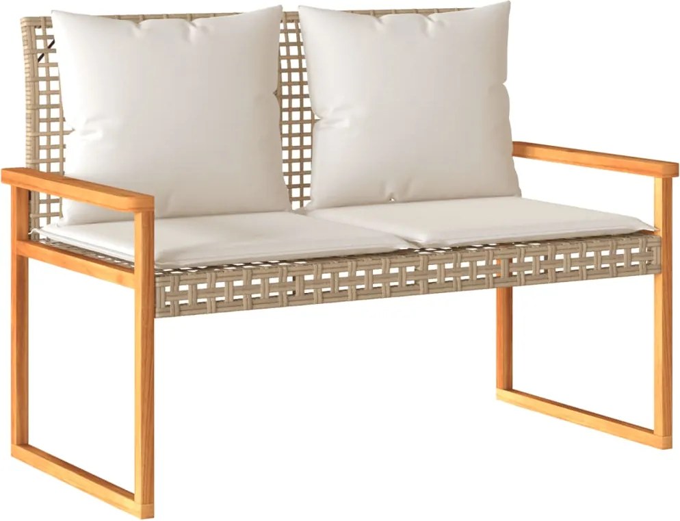 vidaXL vegyes bézs polyrattan és akácfa kerti pad párnával