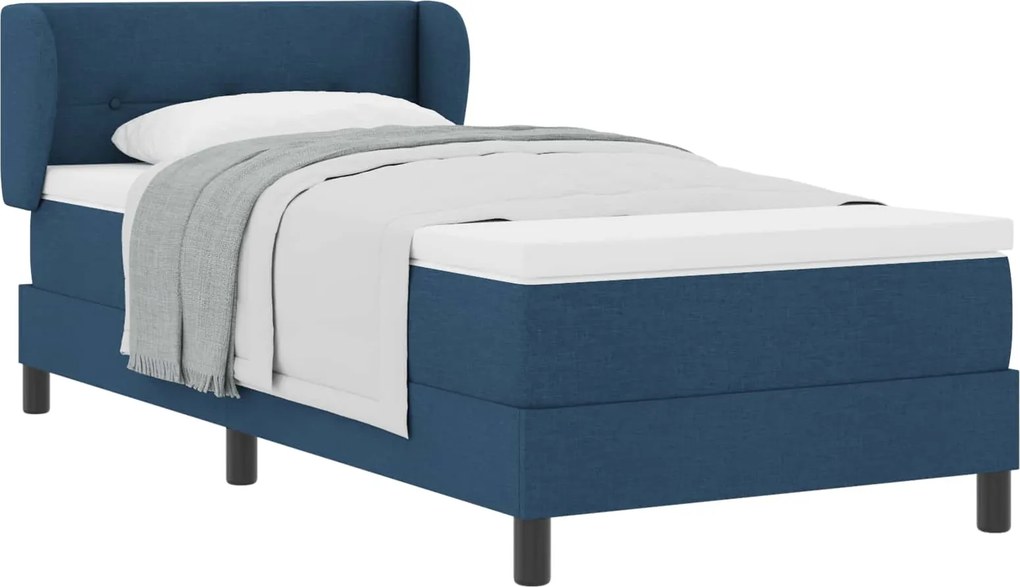 vidaXL Boxrugós ágy matracmal fejtámlával Kék 90 x 200 cm szövet