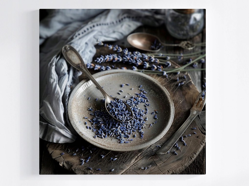 Vászonkép Canvas Herbária Konyha Szárított Levendula Virágok Gyógynövények 80x80