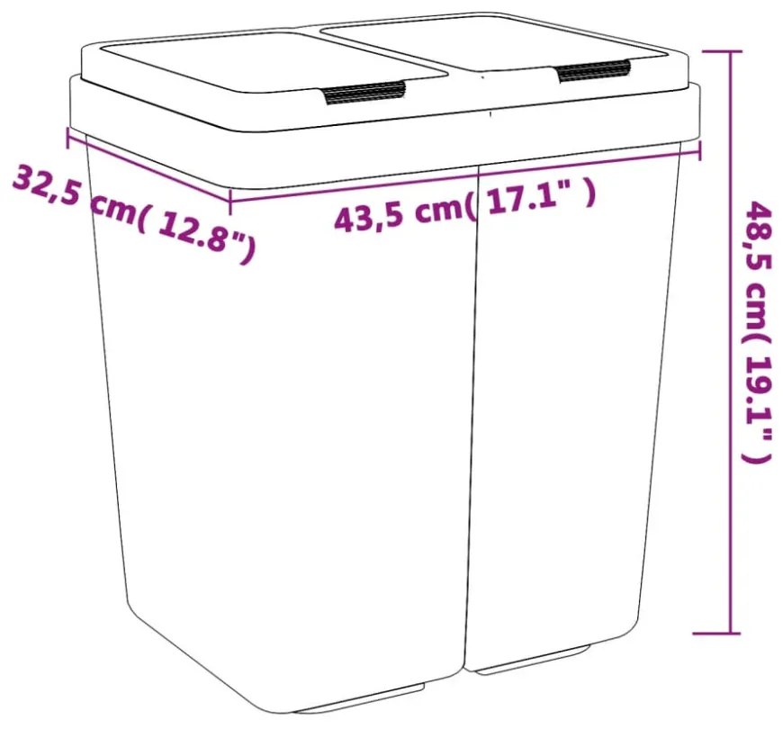 fehér dupla szemeteskuka 2x25 L