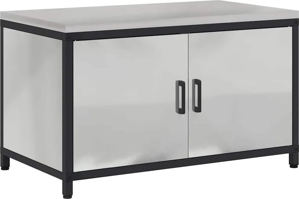 vidaXL Konyhai Tárolás polcokkal tárolóval Ezüst 60 x 50 x 92 cm Acél