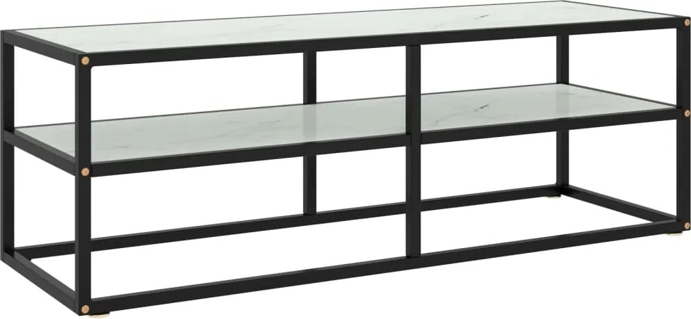 vidaXL fekete TV-szekrény fehér márvány mintás üveggel 120x40x40 cm