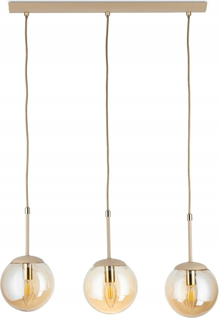Függőlámpa Maro Bézs-Arany Üveg 3xE14 55 cm Modern Taupe