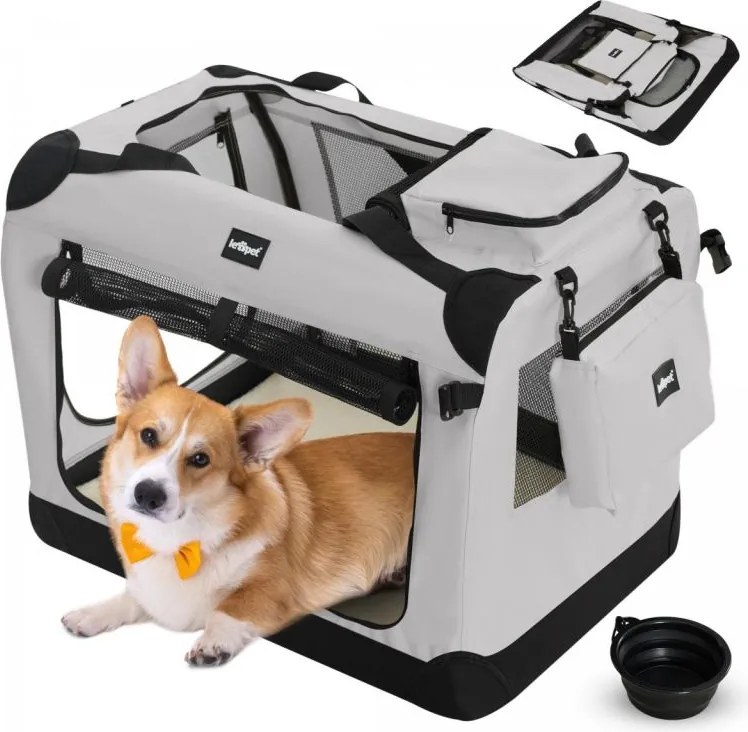 Leopet® Szállítódoboz kutyáknak M 60 x 42 x 42 cm szürke
