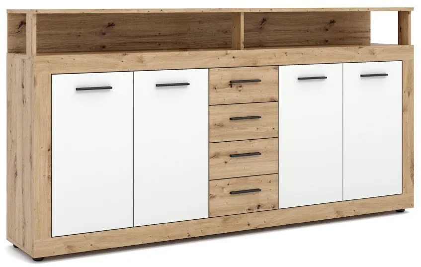 XXL/LUNA KOMODA 4D4S DĄB ARTISAN/BIAŁY