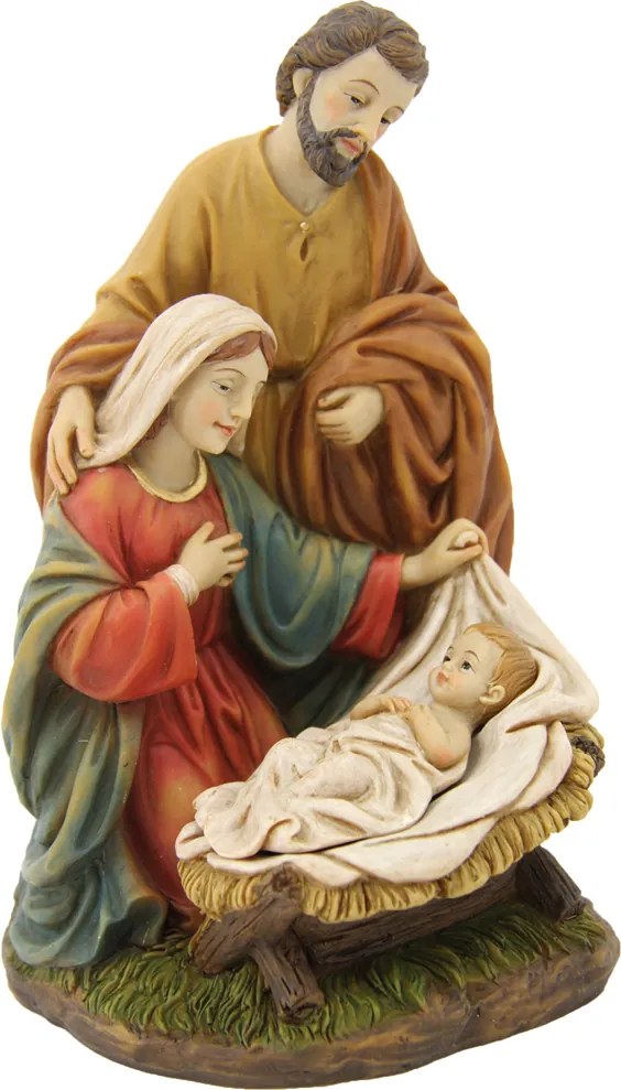 Csinos Szent Család karácsonyi figura 15,3cm magas, Kézzel Festett