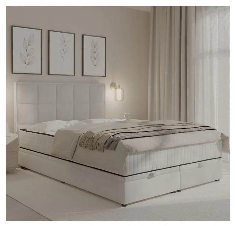 GRACE kárpitozott ágy matracokkal és ágyneműtartóval 180x200 cm szürke