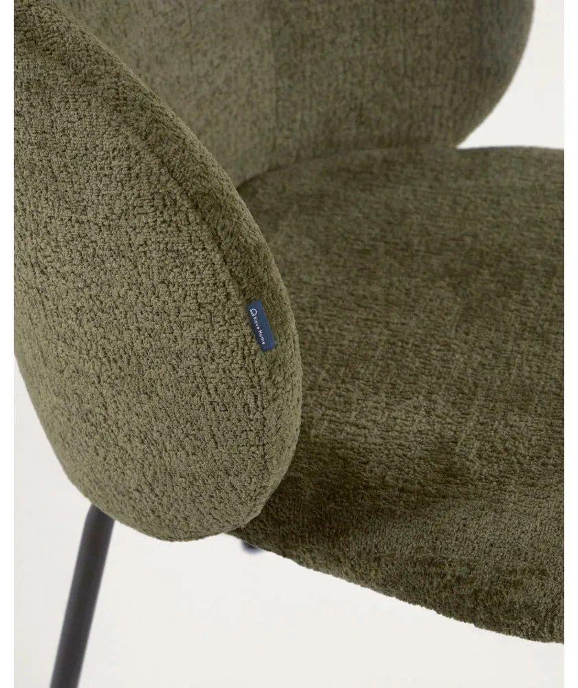 Zöld kárpitozott étkezőfotel Minna – Kave Home