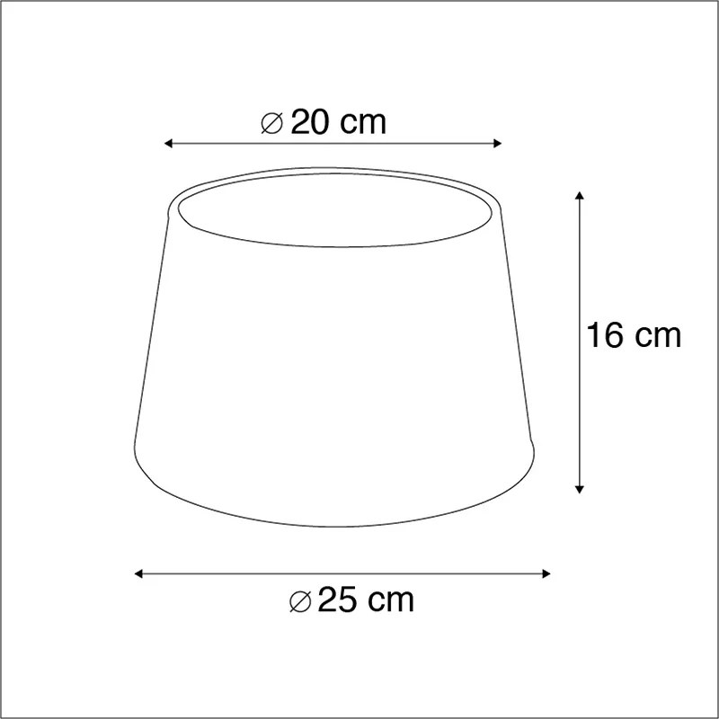 Fekete pamut lámpabúra arany belsővel 25/20/16