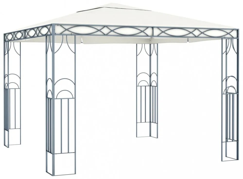 krémszínű pavilon LED fényfüzérrel 300 x 300 cm