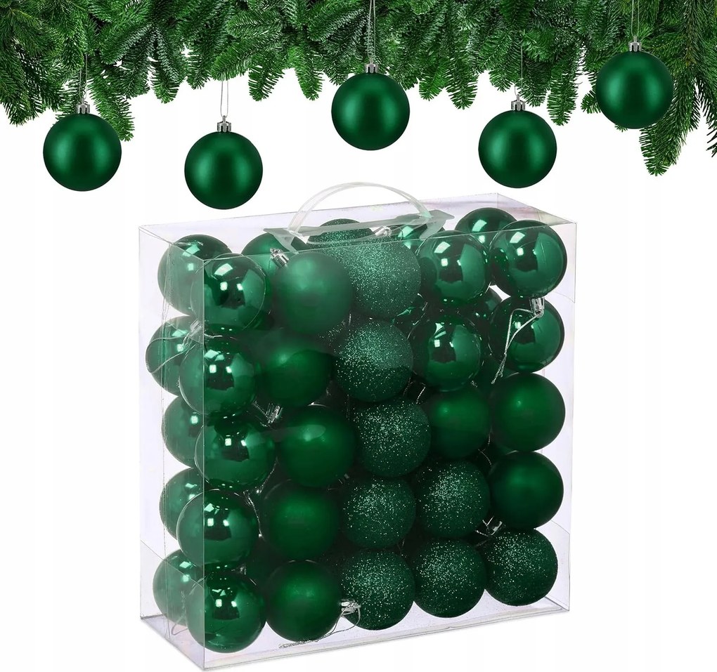 Karácsonyfa gömbök Relaxdays, 50 db-os szett