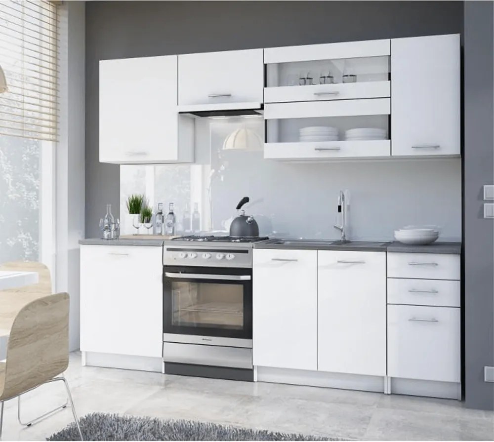 konyhabútor 2,4 m, fehér, FABIANA