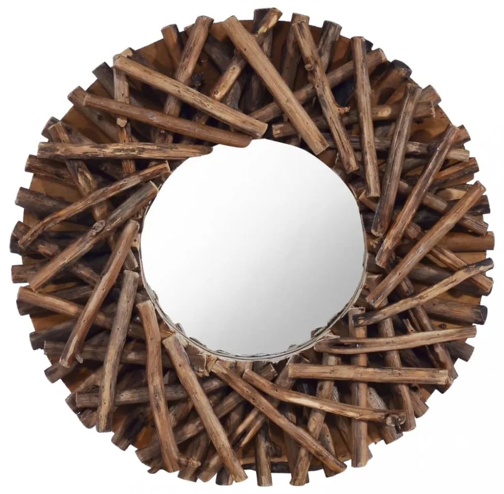 vidaXL kör alakú tíkfa falitükör 40 cm