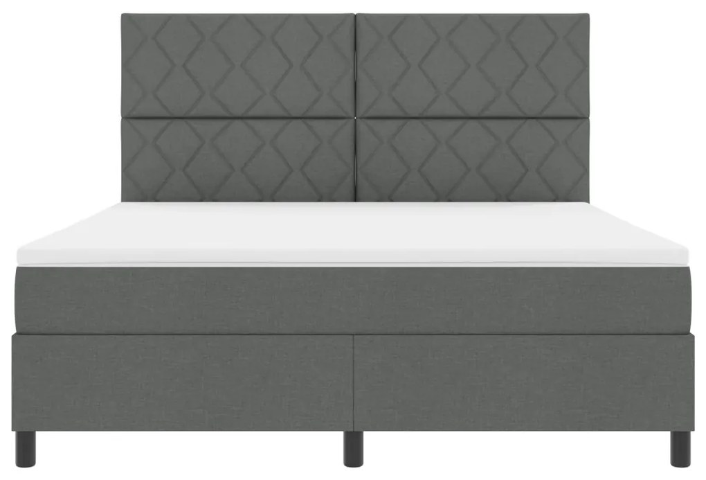 Box Spring Ágy Matraccal Sötétszürke Szövet