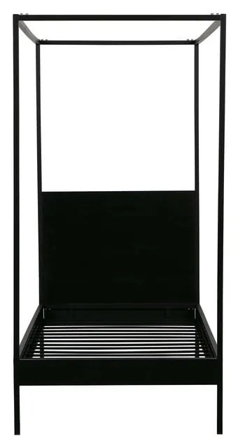 Fekete fém egyszemélyes ágy ágyráccsal 90x200 cm Dani – WOOOD
