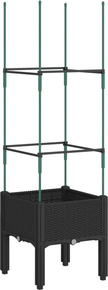 vidaXL fekete polipropilén rácsos kerti ültetőláda 40 x 40 x 142,5 cm