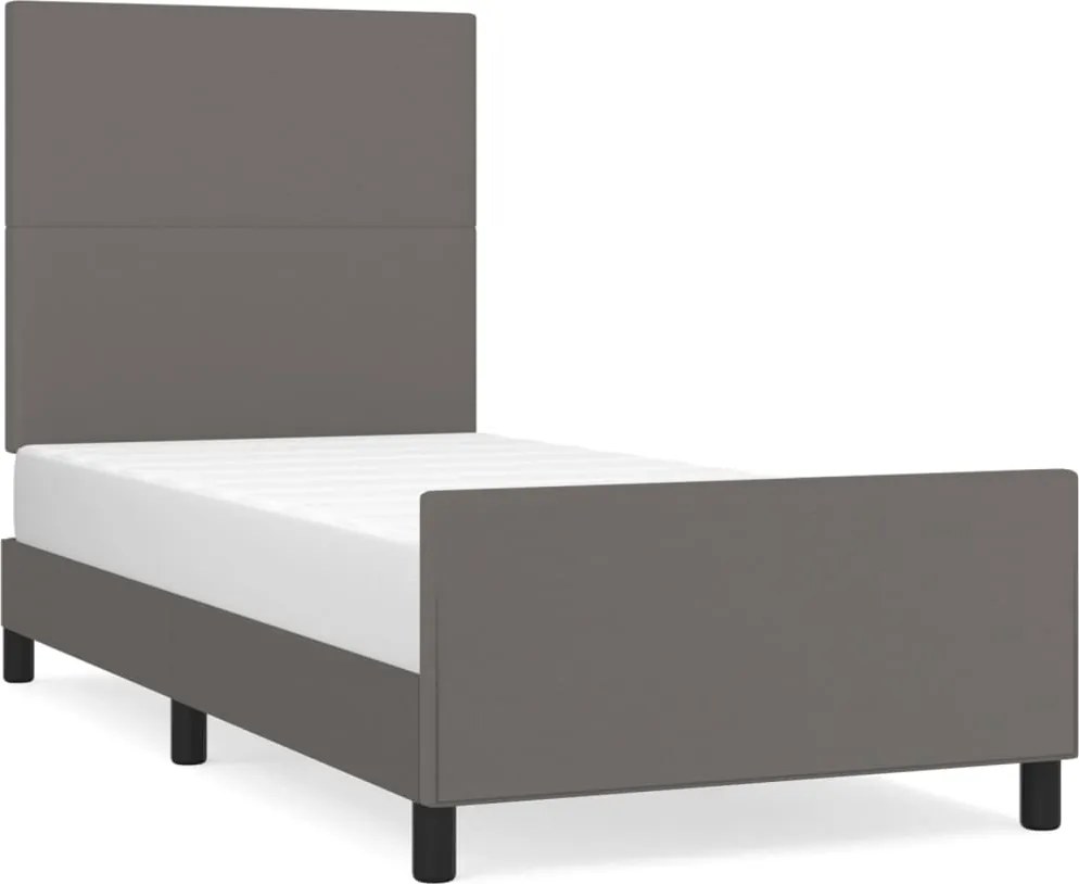 vidaXL szürke műbőr ágykeret fejtámlával 90x190 cm