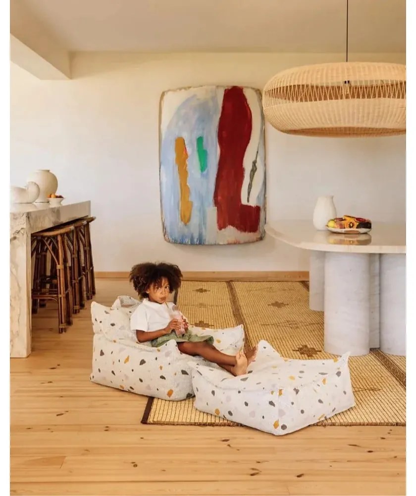 Fehér buklé-zsenília gyerek babzsákfotel Terrazzo Chair – Wigiwama