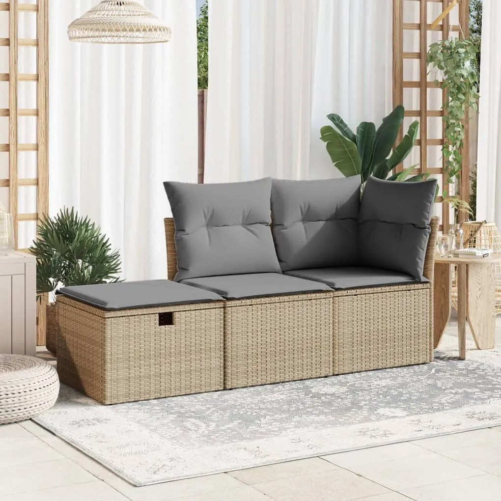 vidaXL bézs polyrattan kerti szék párnával 55 x 55 x 37 cm