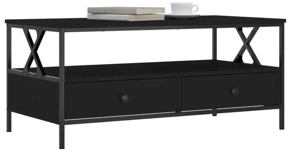 Fekete szerelt fa dohányzóasztal 100 x 51 x 45 cm