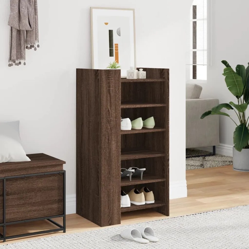 barna tölgy színű szerelt fa cipőszekrény 52 x 37,5 x 100 cm