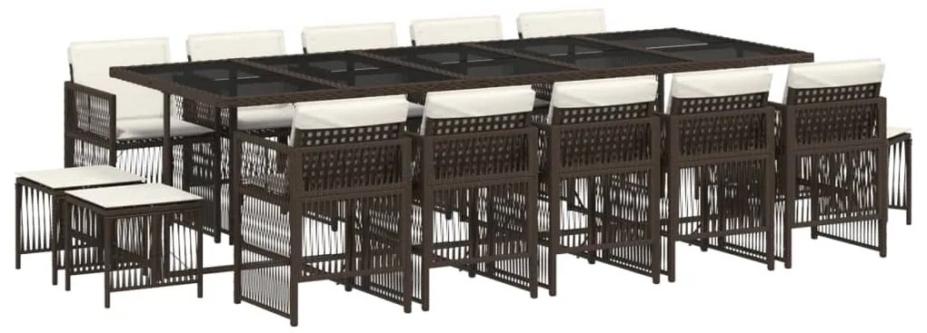 vidaXL 15 részes barna polyrattan kerti ülőgarnitúra párnákkal