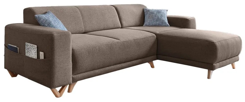 Barna kinyitható-tárolóhelyes sarokkanapé Classy Sophie – Miuform