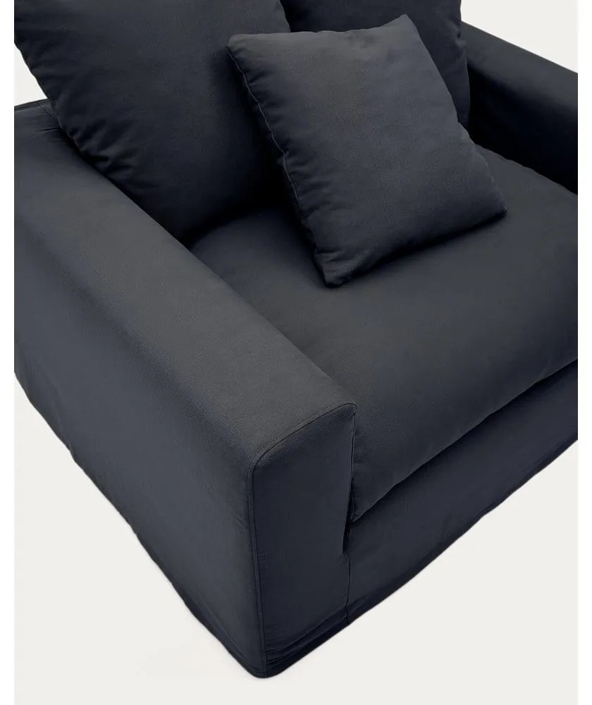 Antracitszürke len fotel Nora – Kave Home