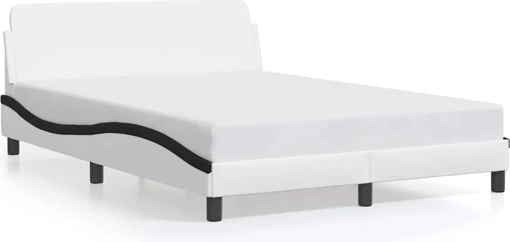 vidaXL fehér és fekete műbőr ágykeret Dover 140 x 190 cm