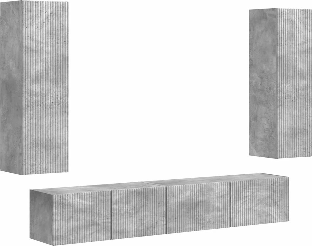 vidaXL TV szekrény garnitúra 3 pcs Beton Szürke Faanyag