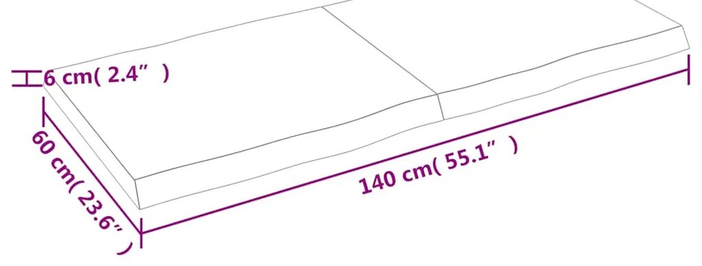világosbarna kezelt tömör asztallap 140x60x(2-6) cm