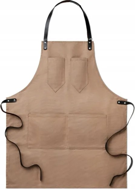 Szakács Kötény viasz. vászon, bőr, barna