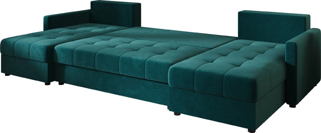 AKCIÓ Kihúzható U alakú ülőgarnitúra VENORIA 285x146 cm, petrolkék + 2 párna INGYEN II. osztály
