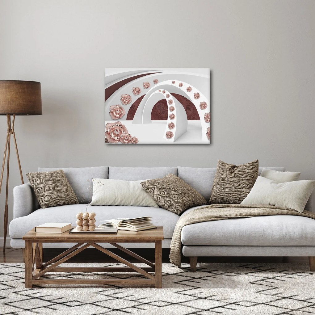 Kép - 3D ívek virágokkal (70x50 cm)