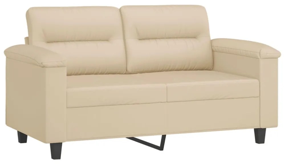 2 személyes krémszínű mikroszálas szövetkanapé párnákkal 120 cm